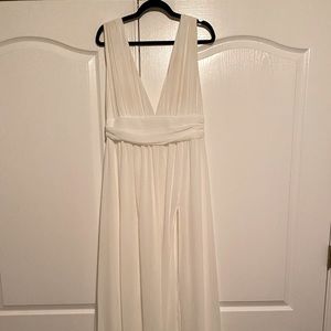 Lulus White Floor Length Dress with Slit